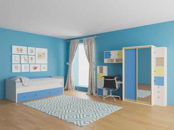 Комплект детской мебели голубого цвета ДК 7.3